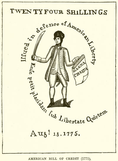 アメリカの信用状（1775） 作： English School