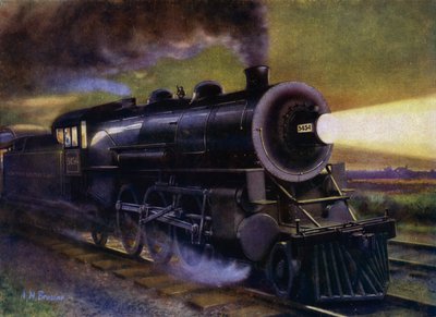 アメリカの列車（リトグラフ） 作： English School