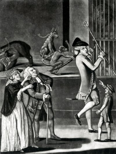 悲惨な野生の獣またはマカロニの展覧会、1774（メゾチント） 作： English School