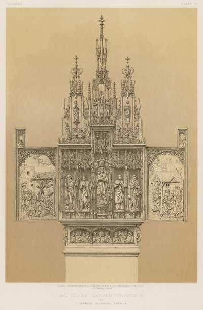 T Gremserによる象牙彫刻の三連祭壇画、アウグスブルク、バイエルン州 作： English School