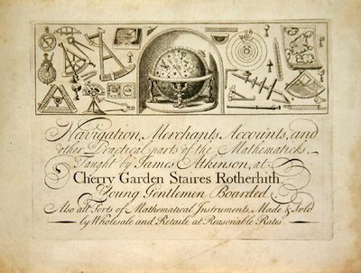 1720年頃、ロンドンの初期のトレードカード（リトグラフ版） 作： English School
