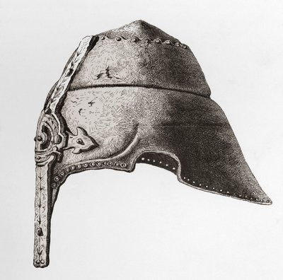 An early twelfth century Nasal Helmet, from The British Army: Its Origins, Progress and Equipment, published 1868.   1439511   ja       japanese Successfully Translated  Original: Spiraling Birds II, 2017 (Collage on canvas) Translat: Spiraling Birds II, 2 作： English School