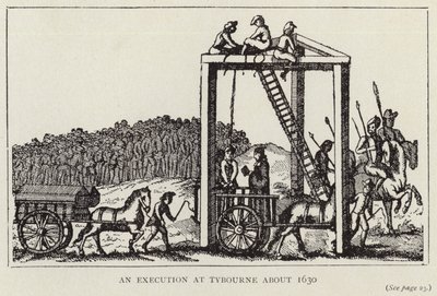 1630年頃のタイボーンでの処刑（リトグラフ） 作： English School