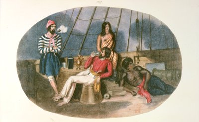 「ニュージーランドのドローイングとスケッチ」、1853年頃（カラーリソ） 作： English School