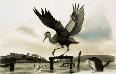 カワウソがサギを見る 作： English School