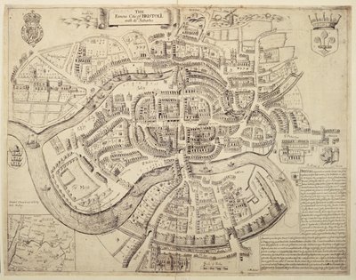 ロバート・ウォルトンが印刷、着色、販売したブリストルとその郊外の古代都市地図 作： English School