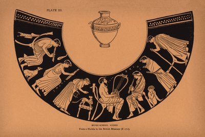 古代ギリシャの教育：音楽学校の風景（リトグラフ） 作： English School
