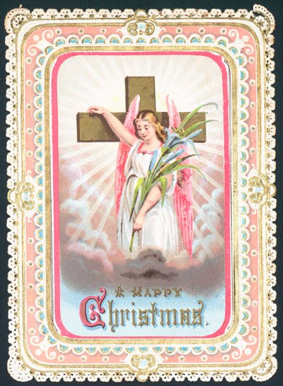 クロス、クリスマスカードで立っている天使 作： English School