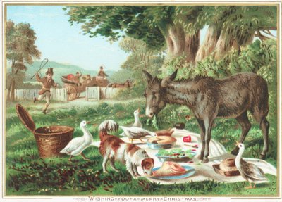 ピクニック、クリスマスカードを食べる動物 作： English School