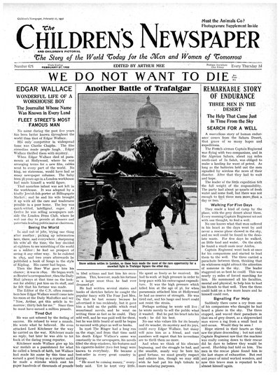 もう1つのトラファルガーの戦い、1932年2月の「The Children&39;s Newspaper」の最初のページ（新聞） 作： English School