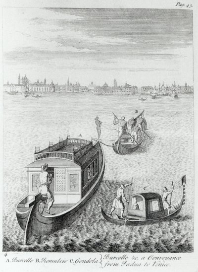 パドヴァから水でヴェネツィアに近づく、1720-22年にフランス、イタリアなどを旅行して行われたいくつかの観察から、エドワードライトが1730年に出版 作： English School