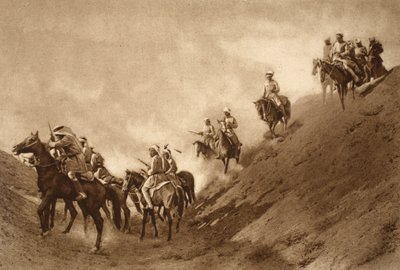 アラブ騎馬警察は、イギリスが古代の運河の干上がったベッドを横断するのを助けました、1914-19 作： English School