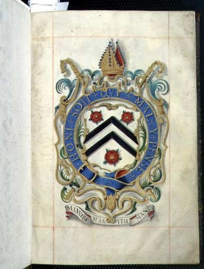 アーカイブ3693 fol.1 オックスフォード大学ニュー・カレッジのベネファクション・ブックに掲載された紋章 作： English School