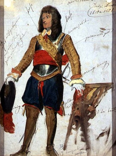 パリ、ルーヴル美術館所蔵の甲冑（1615年頃）1850年頃（紙に水彩、グワッシュ 作： English School