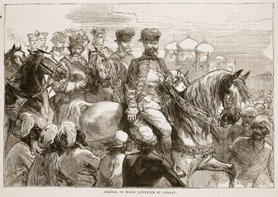 Coiladyにメジャーローレンスが到着、Cassells Illustrated History of Indiaのイラスト。 1879 作： English School