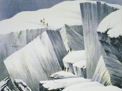 上昇の崖、上昇の物語からモンブランの頂上までチャールズフェローズ（1799-1860）、1827年に公開 作： English School