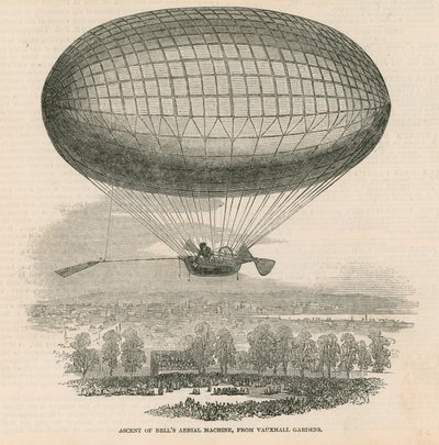 ロンドンのボクソール庭園からの鐘の空中機の上昇 作： English School