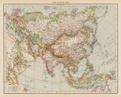 アジア一般地図（カラーリトグラフ） 作： English School