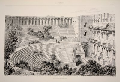 Aspendu - 劇場の内部、パブ。 1863年のリトグラフ。 作： English School