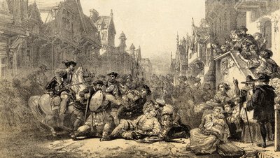 リージェント・ジェームズ・スチュワート・モーレイ暗殺（1531-70年）スコットランドのリージェント、西ロージアンのオールド・リンリスゴーで 作： English School