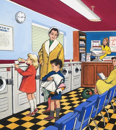 At the Laundrette（紙にガッシュ 作： English School