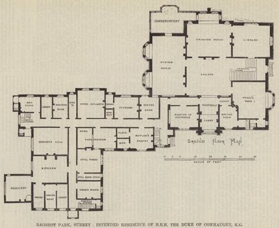 サリー州バグショット・パーク、コンノート公爵殿下の住居として（彫刻作品 作： English School