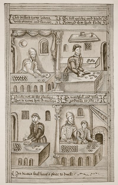 パン屋のヨーク、1595-1596（セピア写真） 作： English School