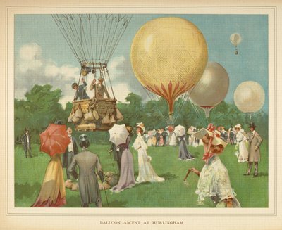 「ハーリンガムでの気球の上昇。」小さな人々の飛行船の本。 ロンドン：アーネスト・ニスター、[1912] 作： English School