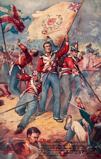 サラマンカの戦い、1812年7月22日（カラーリトグラフ） 作： English School