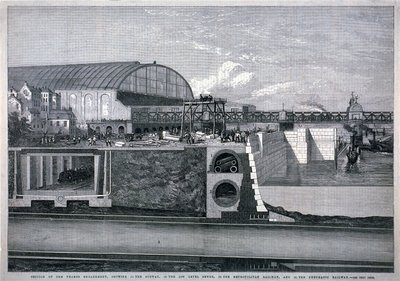 バザーゲット、テムズ川堤防、1867年 作： English School
