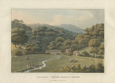 ボーデザート公園：1816年に着色されたアクアチントの彫刻 作： English School