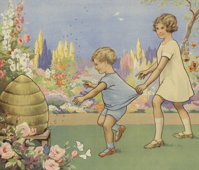 庭園の蜂の巣（カラーリトグラフ 作： English School