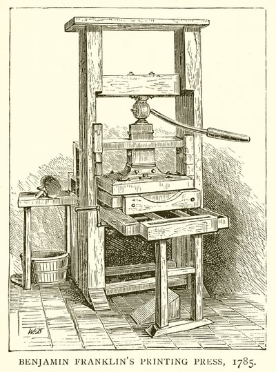 ベンジャミンフランクリン印刷機、1785年 作： English School