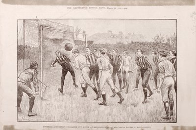 1891年3月23日、The Illustrated Sporting and Dramatic Newsのケニントンオーバルにあるブラックバーンローバーズ対ノッティンガム郡 作： English School