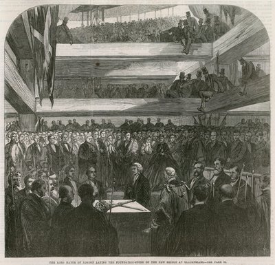 ブラックフライアーズブリッジ。基礎石を置くための式典、1865年7月20日 作： English School