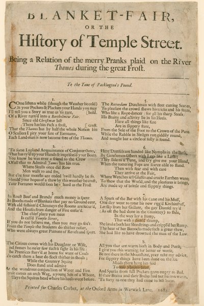 ブランケットフェア。 1684年のフロストフェアに関する詩 作： English School