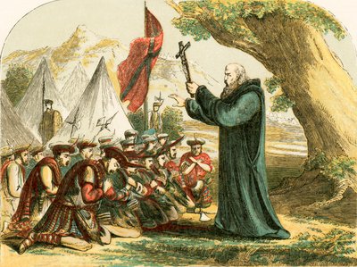 バノックバーンの戦いの前にスコットランドの兵士を祝福する 作： English School