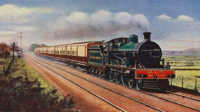大インド半島鉄道のボンベイ-カルカッタ間郵便（カラーリトグラフ） 作： English School