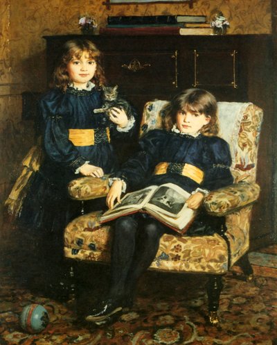 読書をしている子供たちを描いたブックプレート 作： English School