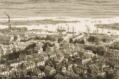 バンカーズヒルのボストン、1870年頃、宗教地区協会発行の「アメリカンピクチャーズ」より1876 作： English School