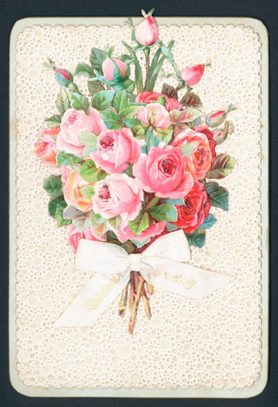 ピンクのバラの花束、クリスマスカード 作： English School