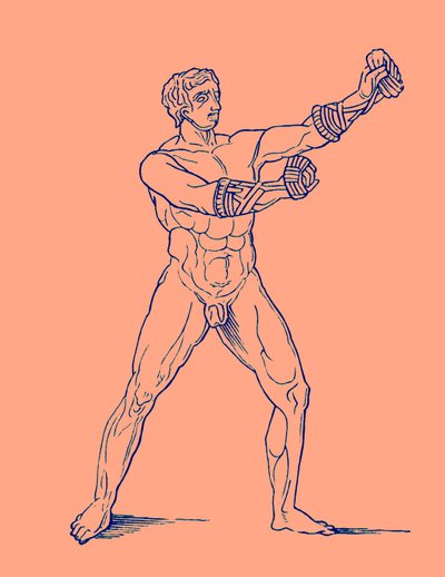 ボクサー、アドルフ・ボエッティヒャーによるオリンピアのイラスト、1886年（デジタル処理された画像） 作： English School