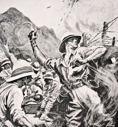 1916年にロンドンで出版された「The War Illustrated Album deLuxe」からのイギリス中尉WT Forshaw VC 作： English School
