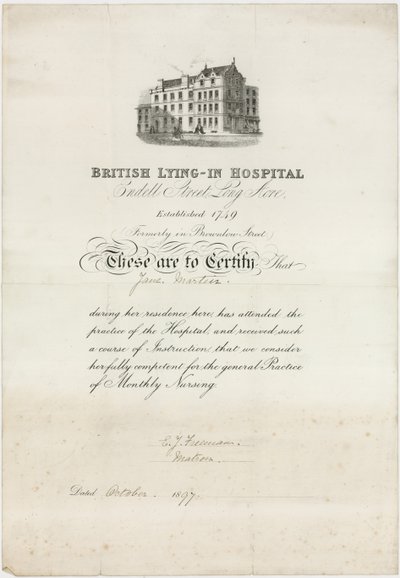 イギリスの横たわる病院。看護証明書 作： English School
