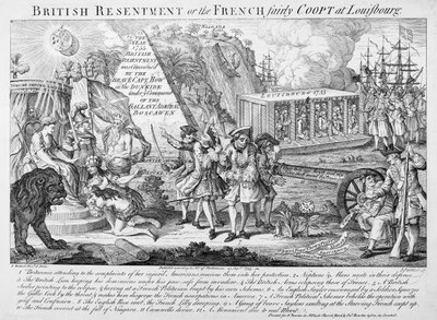 イギリスの恨み、またはルイブールでのフランスの公正な警官、1755年9月25日公開（286310も参照） 作： English School