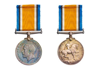 1919年頃の英国戦争勲章（ブロンズ、シルクリボン付き 作： English School