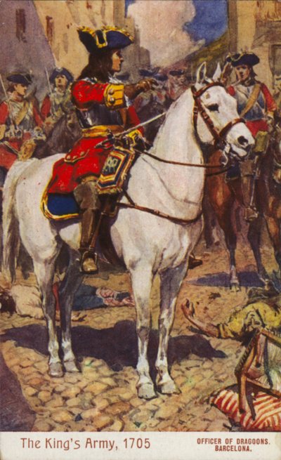 竜騎兵の英国将校、バルセロナ、スペイン、スペイン継承戦争 作： English School