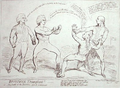 1789年にJ.エイトケンが出版した「ブランズウィックの勝利」（銅版画） 作： English School