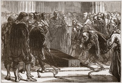 ヴィッテンベルクのシュロス=カークにあるルターの埋葬、ジェームズエイトケンワイリー（1808〜1890年）の「プロテスタンティズムの歴史」のイラスト（パブ）。 1878 作： English School