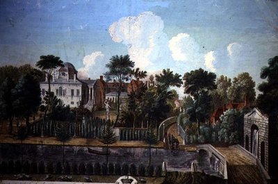 ウィリアム・ケント(1685-1748)が設計したチズウィックのバーリントン・ハウス 1725-36年(カラー・エングレーヴィング) 作： English School